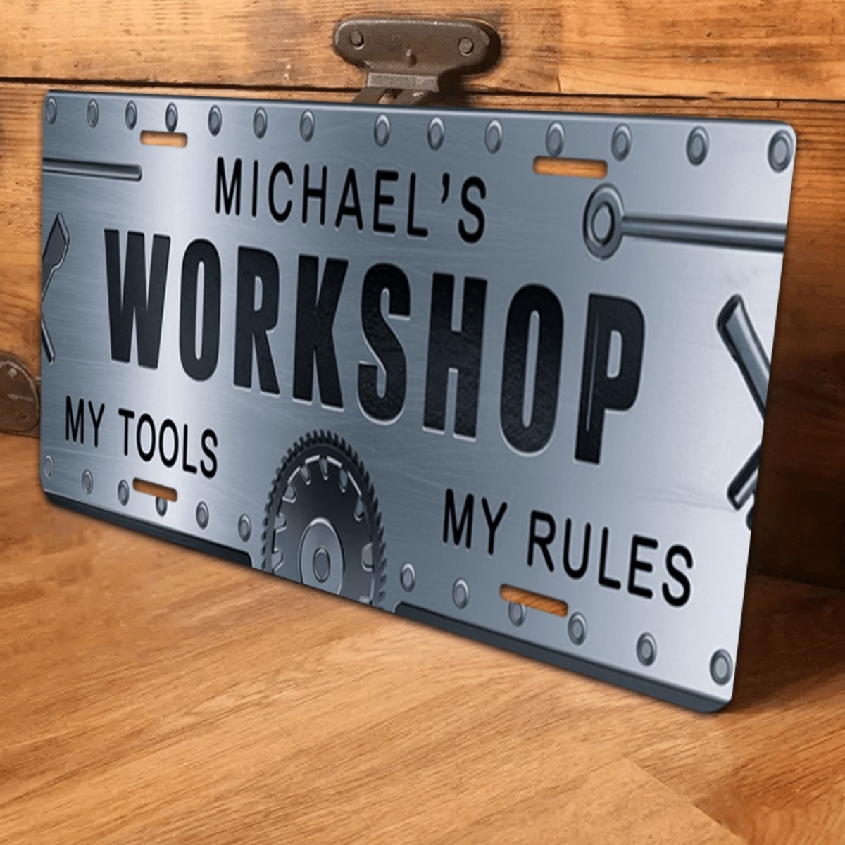 Workshop Tools And Names - Персонализированная табличка из алюминия с именем,