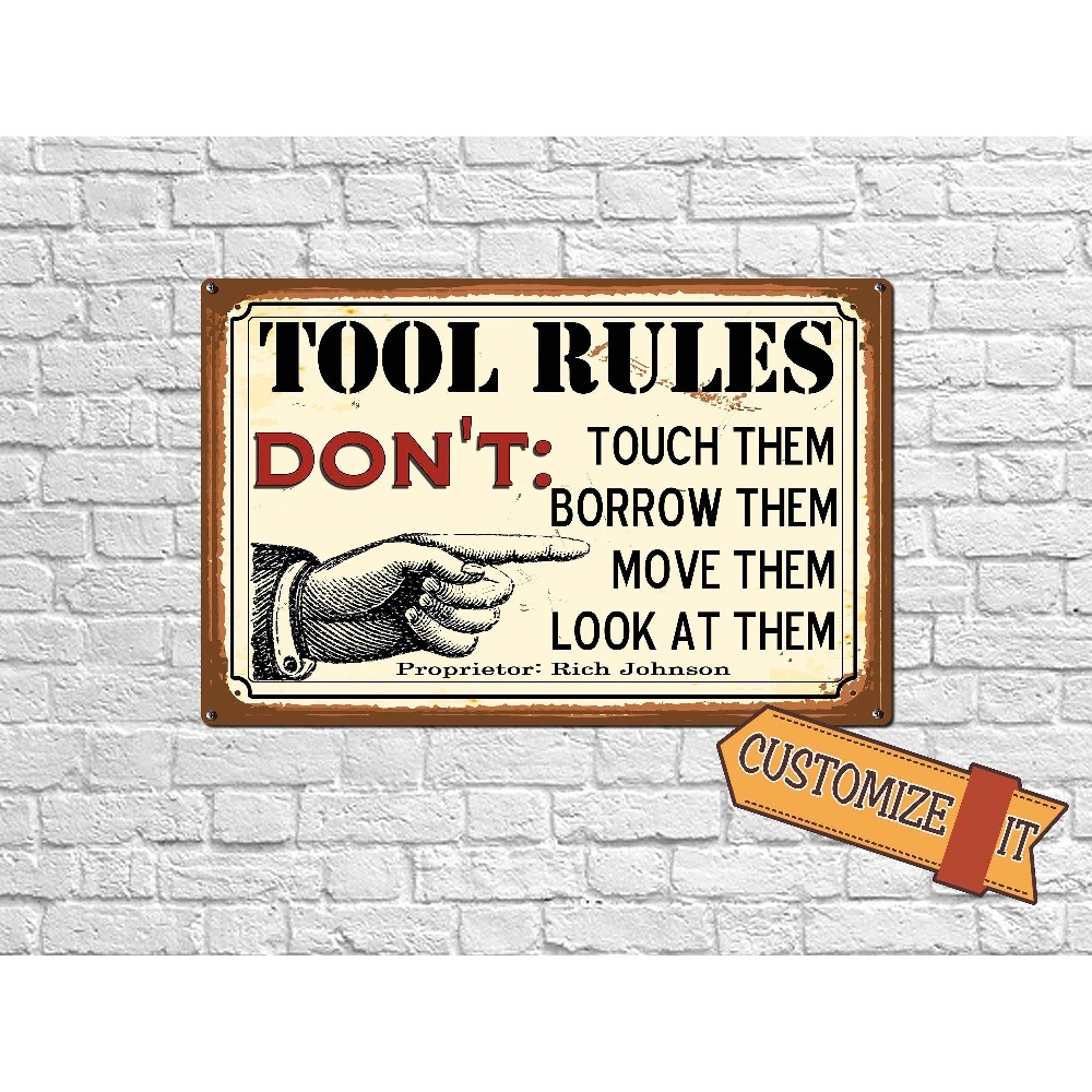 Workshop Tools And Names - 1 шт. Персонализированная металлическая табличка с
