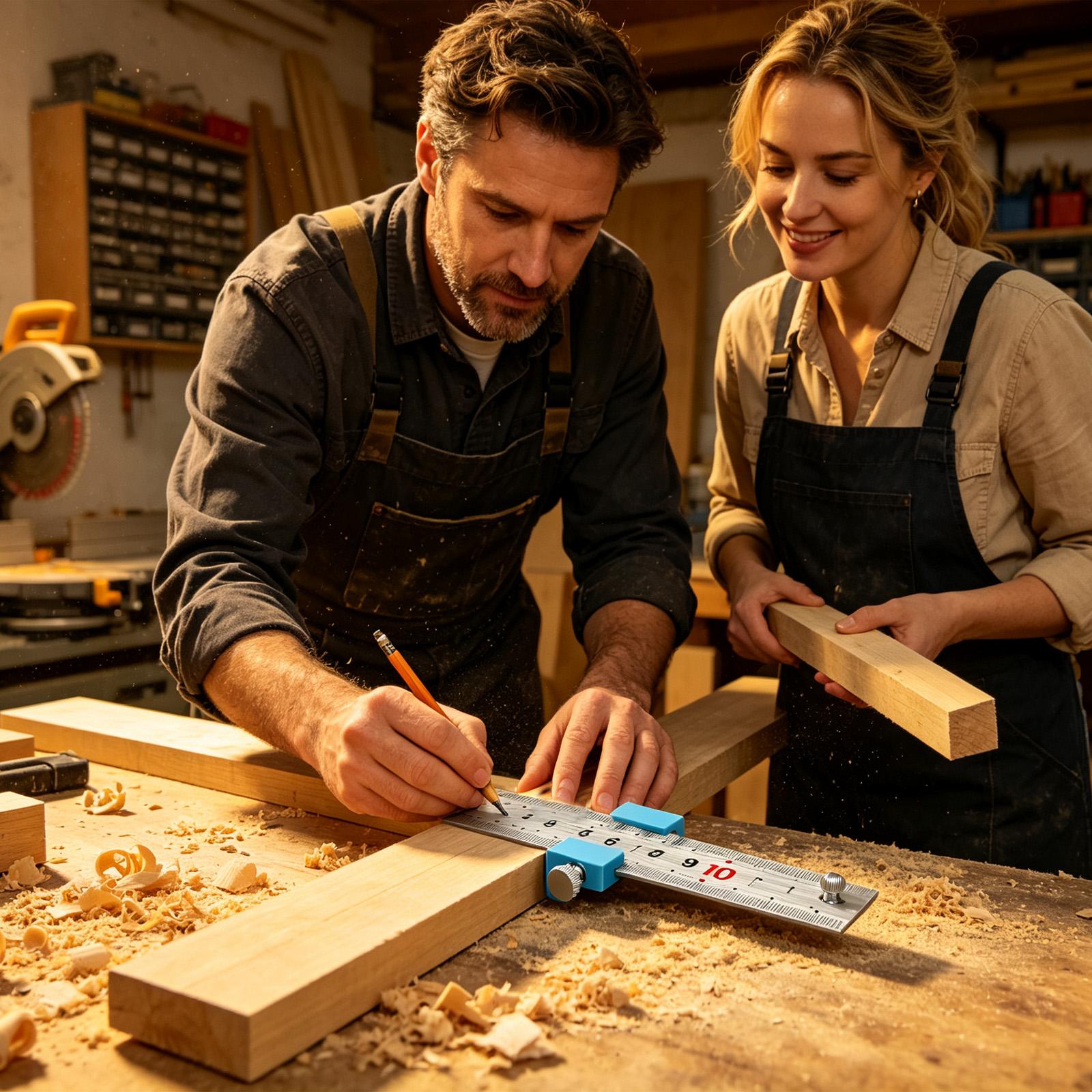 Tools For Woodworking Workshop - Столярные инструменты: стальная линейка-упор для разметки