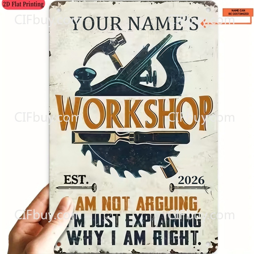 Workshop Tools And Names - 2D плоская металлическая табличка с индивидуальным